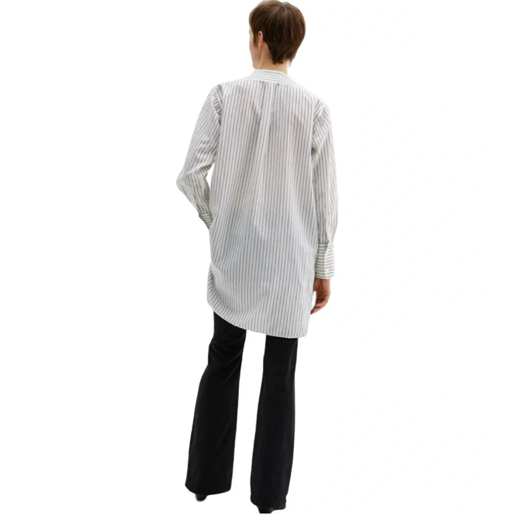 NILI LOTAN Loria Tunic Shirt Dress WITH ORIGINAL TAG Linen Cotton Stripe Size M - Picture 4 of 16